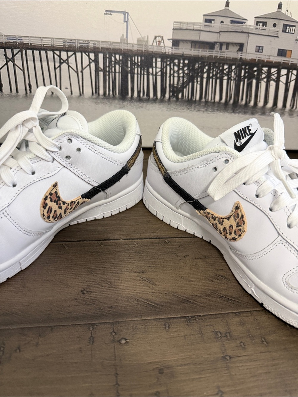 Nike Dunk Low Gold Leopard Swoosh size 7 1/2 - Picture 4 of 7